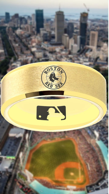 Boston Red Sox Ring Red Sox Wedding Ring Matte Gold Sizes 6 - 13 #redsox