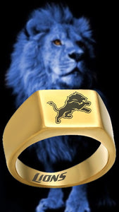 Detroit Lions Ring Gold Titanium 10mm Ring | Sizes 8-12 #detroit #lions #nfl