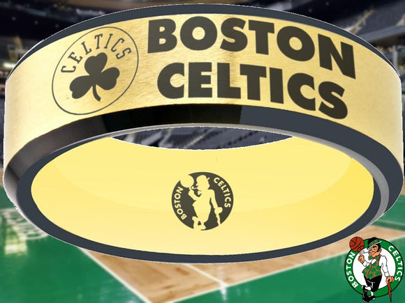 Boston Celtics Ring Clover Gold & Black Wedding Ring Sizes 6 - 13 #celtics #nba