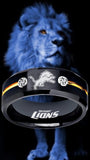 Detroit Lions Ring Black & Gold CZ Wedding Band | Sizes 6-13 #detroit #lions #nfl