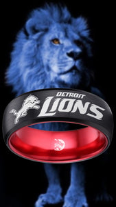 Detroit Lions Ring Black & Red Wedding Band | Sizes 6-13 #detroit #lions #nfl