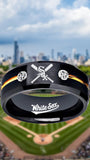 Chicago White Sox Ring Black & Gold CZ Wedding Ring Sizes 6 - 13 #whitesox #mlb