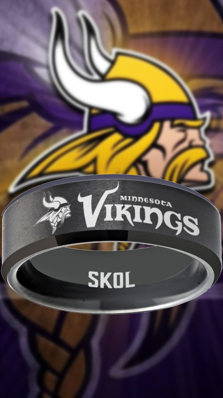 Minnesota Vikings Ring Black Wedding Band | Sizes 6-13 – Exclusive