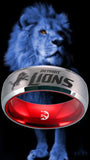Detroit Lions Ring Silver & Red Wedding Band | Sizes 6-13 #detroit #lions #nfl