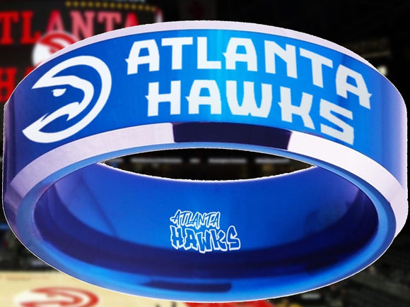 Atlanta Hawks Ring Blue & Silver Wedding Ring Sizes 4-17 #atlanta #hawks
