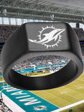 Miami Dolphins Ring Black Titanium Steel Ring #miami #dolphins