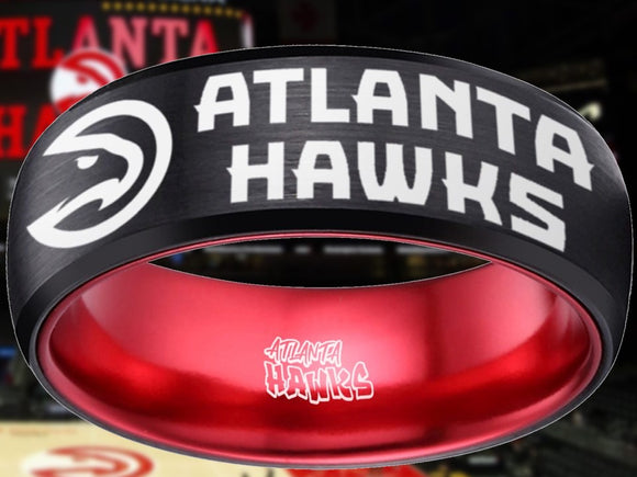Atlanta Hawks Ring Black & Red Wedding Ring Sizes 6-13 #atlanta #hawks