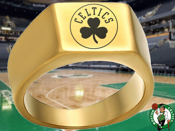 Boston Celtics Ring Clover Gold 10mm Ring Sizes 8-12 #boston #celtics