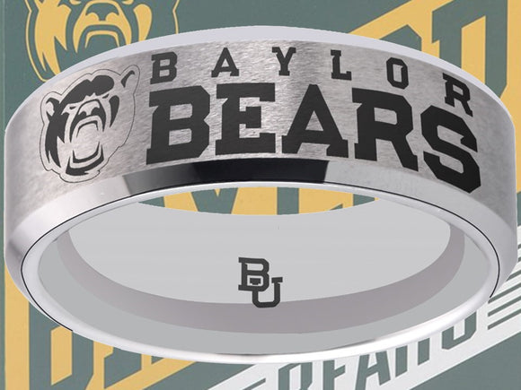 Baylor Bears Ring Silver Wedding Band | Sizes 6-13 #bu #baylor #bears