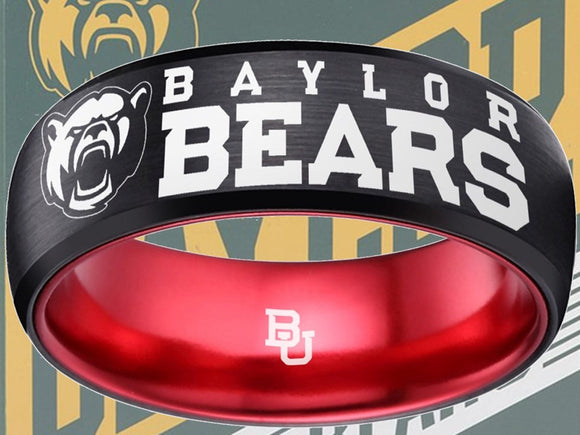Baylor Bears Ring Black & Red Wedding Band | Sizes 6-13 #bu #baylor #bears