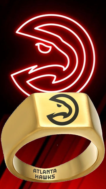 Atlanta Hawks Ring Gold Titanium Ring Sizes 8-12 #atlanta #hawks