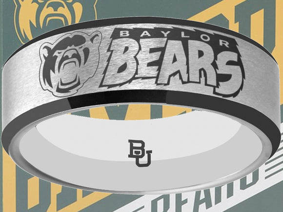 Baylor Bears Ring Silver & Black Wedding Band | Sizes 6-13 #bu #baylor #bears