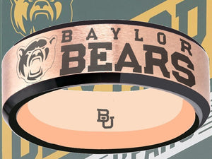Baylor Bears Ring Rose Gold & Black Wedding Band | Sizes 6-13 #bu #baylor #bears