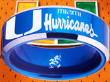 Miami Hurricanes Ring Blue & Silver Wedding Band | Sizes 4-17 #U #miami #hurricanes