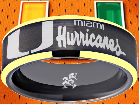 Miami Hurricanes Ring Black & Gold Wedding Band | Sizes 6-13 #miami #hurricanes #TheU