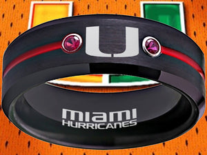 Miami Hurricanes Ring Black & Red CZ Wedding Band | Sizes 6-13 #miami #hurricanes #TheU
