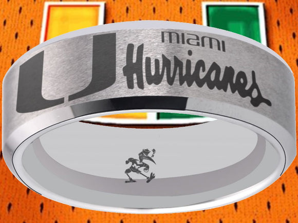 Miami Hurricanes Ring Silver Wedding Band | Sizes 6-13 #miami #hurricanes #TheU