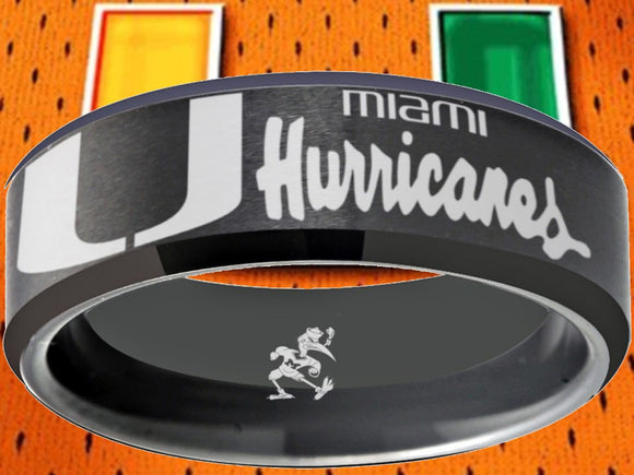 Miami Hurricanes Ring Black Wedding Band | Sizes 6-13 #miami #hurricanes #TheU