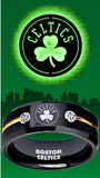Boston Celtics Ring Clover Black & Gold CZ Wedding Ring Sizes 6-13 #celtics