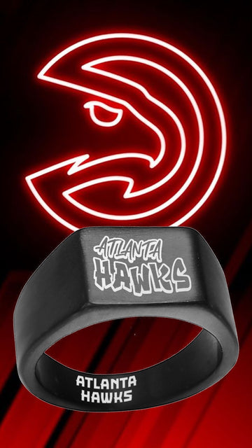 Atlanta Hawks Ring Black Titanium Ring Sizes 8-12 #atlanta #hawks