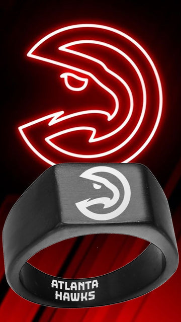 Atlanta Hawks Ring Black Titanium Ring Sizes 8-12 #atlanta #hawks