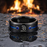 San Diego Padres Ring | Black & Blue CZ | Wedding Band