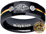 Baltimore Ravens Ring | Black & Gold CZ Wedding Band