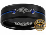 Baltimore Ravens Ring | Black & Blue CZ Wedding Band