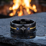 Tampa Bay Rays Ring | Black Gold & Blue CZ | Customizable