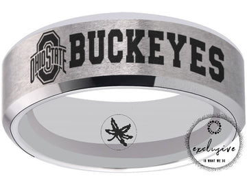 Ohio State Buckeyes Ring | Silver Wedding Band | Sizes 6 - 13