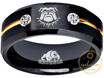 Georgia Bulldogs Ring | Black & Gold Wedding Band | Sizes 6 - 13