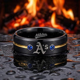 Oakland A's Ring | Black Gold & Blue CZ | Customizable