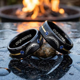 LA Chargers Ring | Black Gold & Blue CZ | Customizable