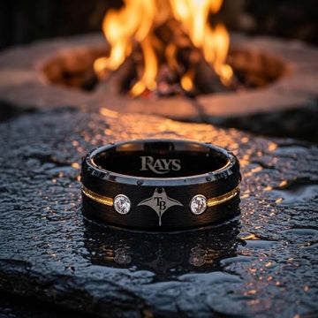 Tampa Bay Rays Ring | Black & Gold CZ | Customizable