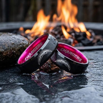 LA Chargers Ring | Black & Pink 6mm Ring | Customizable