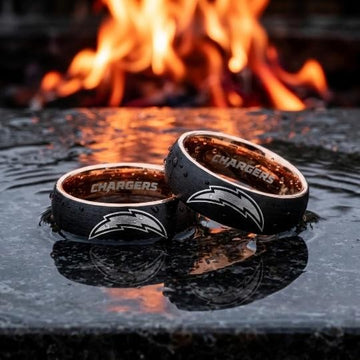 LA Chargers Ring | Black & Rose Gold 6mm Ring | Customizable