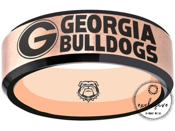 Georgia Bulldogs Ring | Rose Gold & Black Wedding Band | Sizes 6 - 13 | #UGA