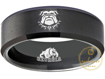 Georgia Bulldogs Ring Matte Black Wedding Band | Sizes 6 - 13 #uga #dawgs #georgia