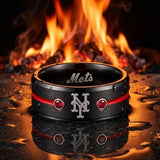 NY Mets Ring | Black & Red CZ | Customizable