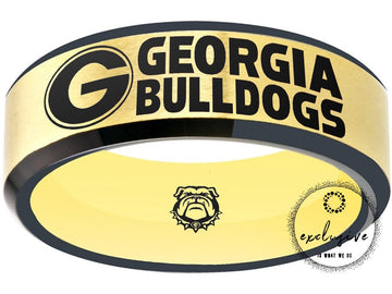 Georgia Bulldogs Ring | Gold & Black Wedding Band | Sizes 6 - 13