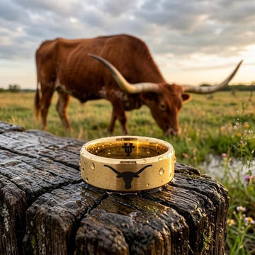 Texas Longhorns Ring | Matte Gold Ring | UT Wedding Band