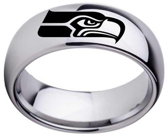 Seattle Seahawks Ring 8mm Silver Tungsten Ring Size 5 - 16 #Seahawks