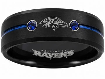Baltimore Ravens Ring | Black & Blue CZ Wedding Band
