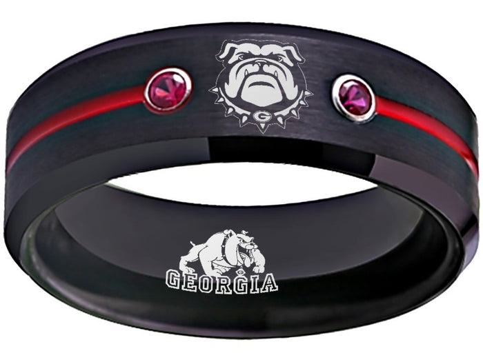 Georgia Bulldogs Ring | Black & Red Wedding Band | Sizes 6 - 13