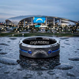 LA Chargers Ring | Black & Blue CZ | Customizable