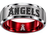 Los Angeles Angels Ring | Silver & Red Wedding Band | Solid Logo