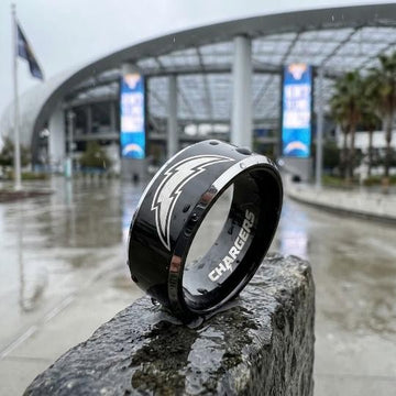 Los Angeles Chargers Ring | Black & Silver | Customizable