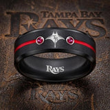 Tampa Bay Rays Ring | Black & Red CZ | Customizable