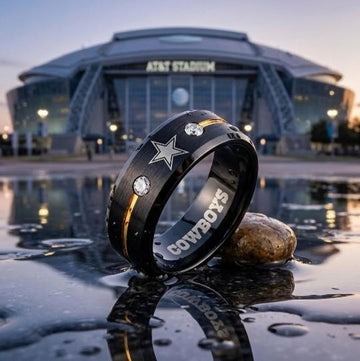 Dallas Cowboys Ring | Black & Gold CZ | Customizable