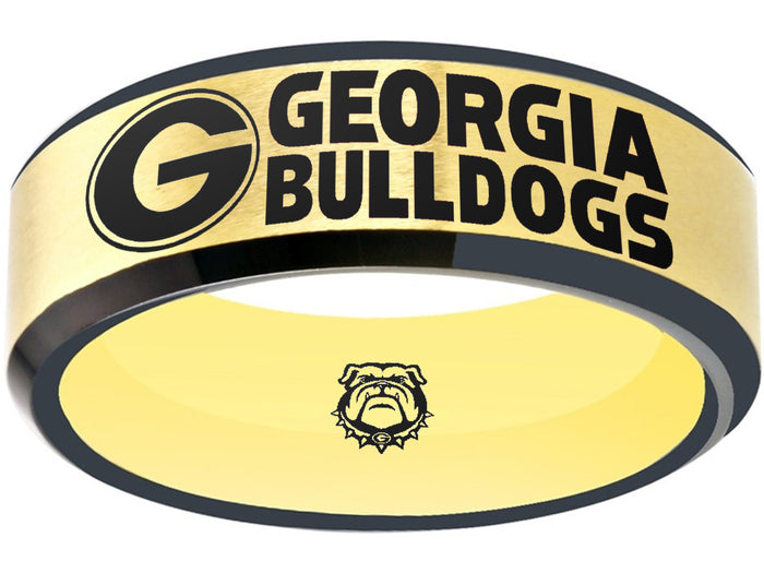 Georgia Bulldogs Ring | Gold & Black Wedding Band | Sizes 6 - 13